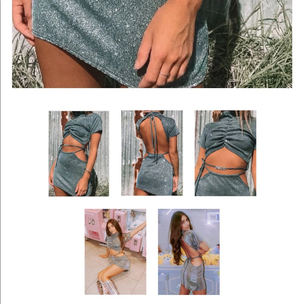 Banks dress 2.0 blue silver backless disco